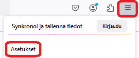 Firefox asetukset