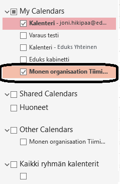 Kalenteri Outlookissa