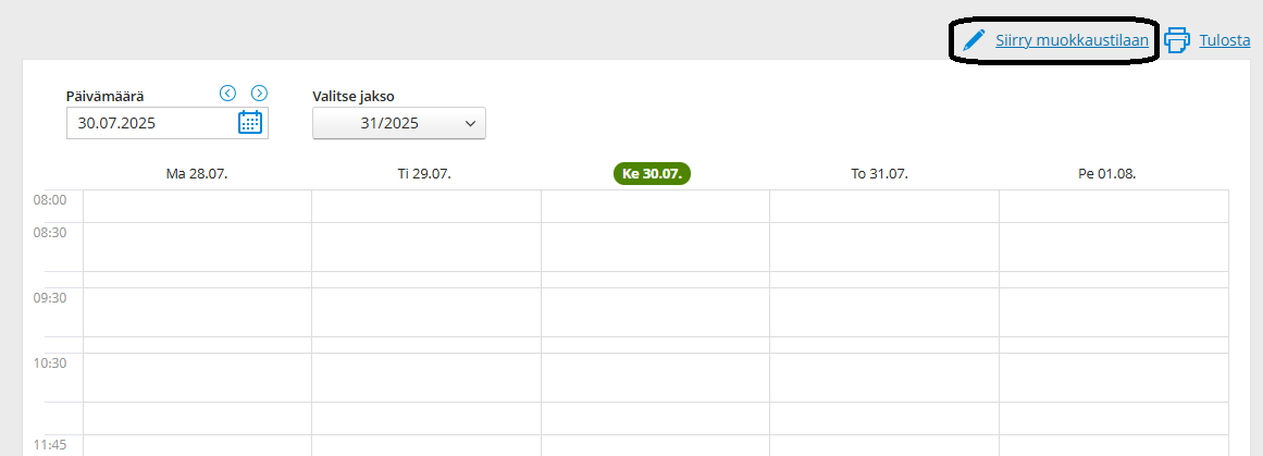 Siirry muokkaustilaan